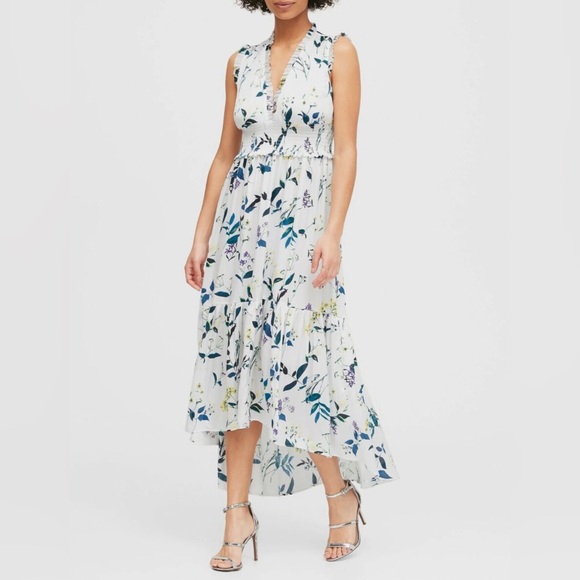 Banana Republic Soft Satin Floral High-Low Maxi Dress - Picture 1 of 10